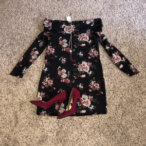 Rue 21 Off the Shoulder Floral Sweater Dress